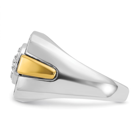 IBGoodman 14k Two-tone with Black Rhodium Men's Polished and Satin 1/2 Carat AA Quality Diamond Cluster Ring