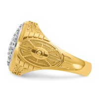 IBGoodman 14K Two-Tone 1.62 Carat Lab Grown Diamond VS SI+ G+ Complete Oval Men's Cluster Ring view 3