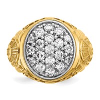 IBGoodman 14K Two-Tone 1.62 Carat Lab Grown Diamond VS SI+ G+ Complete Oval Men's Cluster Ring view 4