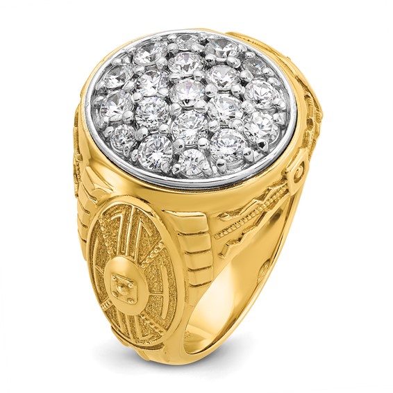 IBGoodman 14k Two-Tone 1 5/8 carat Lab Grown Diamond VS/SI+ G+ Complete Oval Men's Cluster Ring