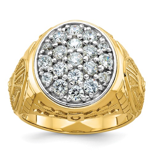 IBGoodman 14K Two-Tone 1.62 Carat Lab Grown Diamond VS SI+ G+ Complete Oval Men's Cluster Ring