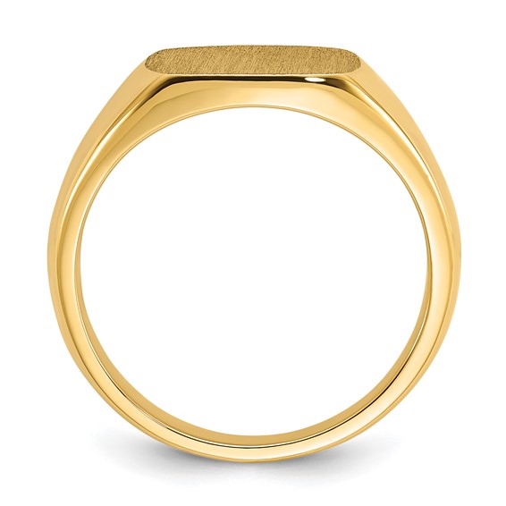 10ky 12mm x 12mm cushion face signet ring.