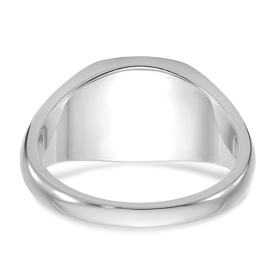 14kw 12mm x 12mm cushion face signet ring.