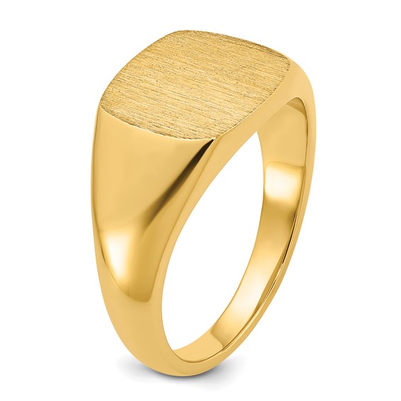 IB Goodman 14k 12x12mm Satin Top Cushion Mens Signet Ring