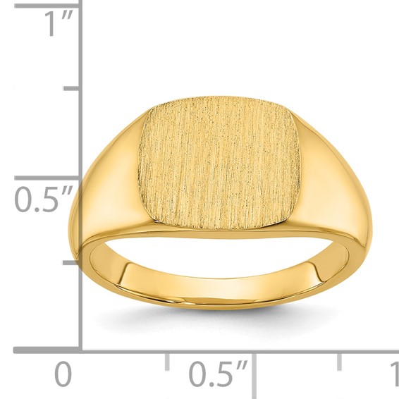 IB Goodman 14k 12x12mm Satin Top Cushion Mens Signet Ring