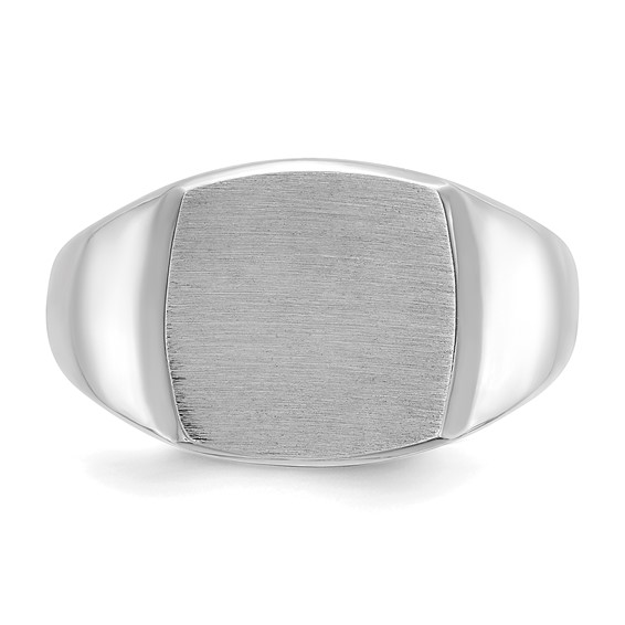 10kw 14mm x 14mm cushion face signet ring.