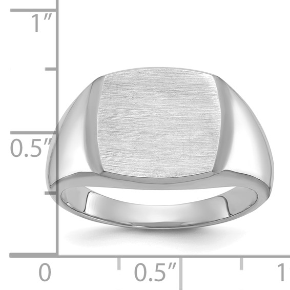 14kw 14mm x 14mm cushion face signet ring.