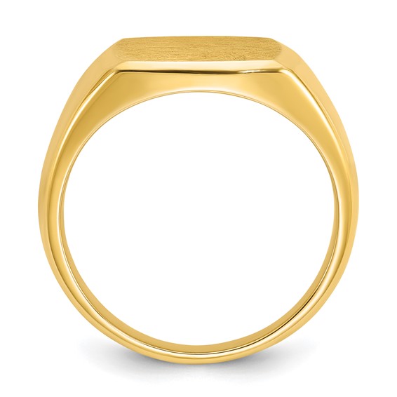 YELLOW GOLD CUSHION SIGNET RING 14X14 Mounting