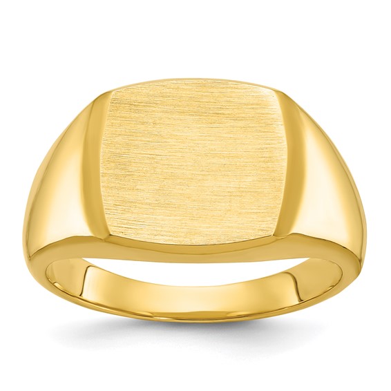 YELLOW GOLD CUSHION SIGNET RING 14X14 Mounting