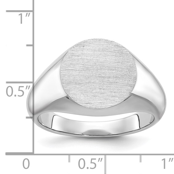 10kw 14mm round face signet ring.