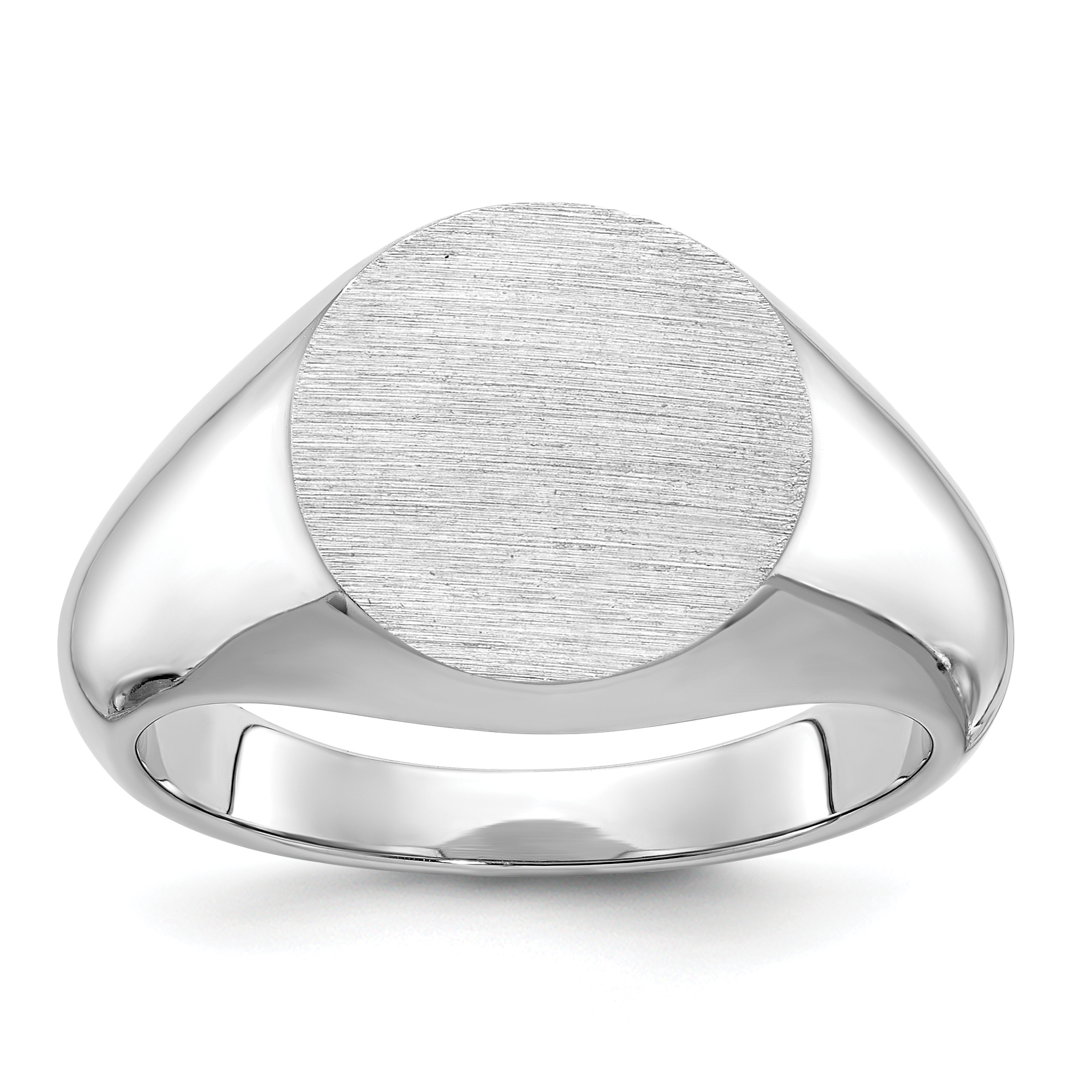 14k White Gold IBGoodman 16x14mm Men's Round Signet Ring (B59283-4W)