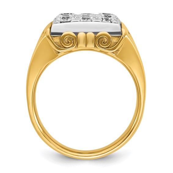 IBGoodman 14k Two-tone Men's Polished and Textured Scroll Design Square Cluster Ring Mounting