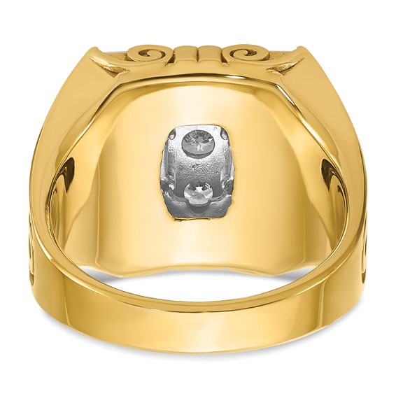 IBGoodman 14k Two-tone Men's Polished and Textured Scroll Design Square Cluster Ring Mounting