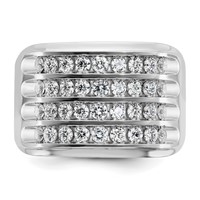 IBGoodman 14K White Gold 1.62 Carat Lab Grown Diamond VS SI+ G+ Complete Four Row Men's Ring view 4