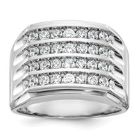 IBGoodman 14K White Gold 1.62 Carat Lab Grown Diamond VS SI+ G+ Complete Four Row Men's Ring view 1