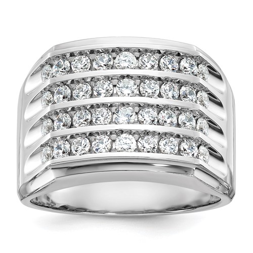 IBGoodman 14K White Gold 1.62 Carat Lab Grown Diamond VS SI+ G+ Complete Four Row Men's Ring