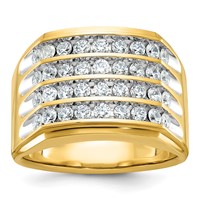 IBGoodman 14K Ring with White Rhodium 1.62 Carat Lab Grown Diamond VS SI+ G+ Complete Four Row Men's view 1