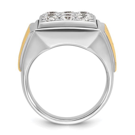 IBGoodman 14k Two-tone Men's Polished 2 1/3 Carat AA Quality Diamond Square Cluster Ring