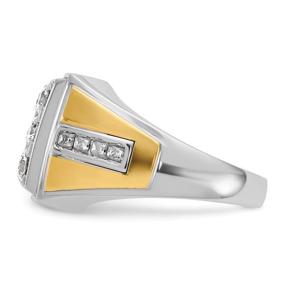 IBGoodman 14k Two-tone Men's Polished 2 1/3 Carat AA Quality Diamond Square Cluster Ring