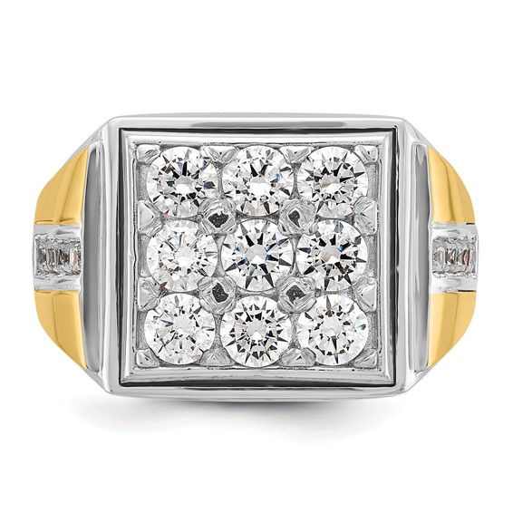 IBGoodman 14k Two-tone Men's Polished 2 1/3 Carat AA Quality Diamond Square Cluster Ring
