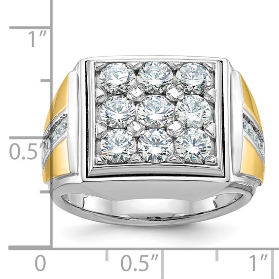 IBGoodman 14k Two-tone Men's Polished 2 1/3 Carat AA Quality Diamond Square Cluster Ring