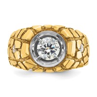 IBGoodman 14K Two Tone 1 Carat Lab Grown Diamond VS+ F+ Complete Men's Nugget Ring view 5