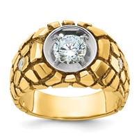 IBGoodman 14K Two Tone 1 Carat Lab Grown Diamond VS+ F+ Complete Men's Nugget Ring view 1