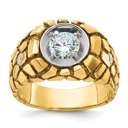 IBGoodman 14K Two Tone 1 Carat Lab Grown Diamond VS SI+ G+ Complete Men's Nugget Ring