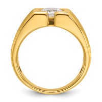 IBGoodman 14K Yellow Gold 1 Carat Lab Grown Diamond VS SI+ G+ Complete Polished and Satin Men's Ring view 2