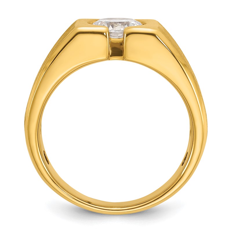 IBGoodman 14k 1 carat Lab Grown Diamond VS/SI+ G+ Complete Polished and Satin Men's Ring