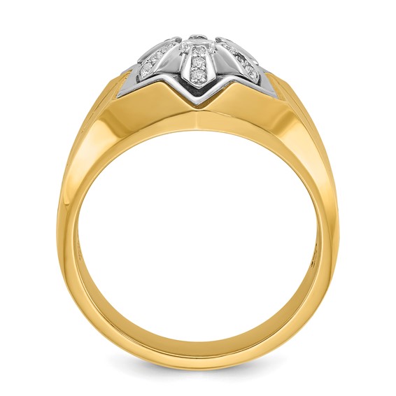 IBGoodman 14k Two-tone Men's Polished and Grooved 3/8 Carat AA Quality Diamond Star Ring