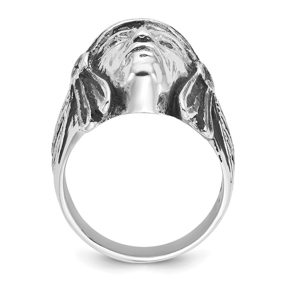 IB Goodman 14k White Gold Mens Antiqued Black Diamond Native Headdress Complete Ring