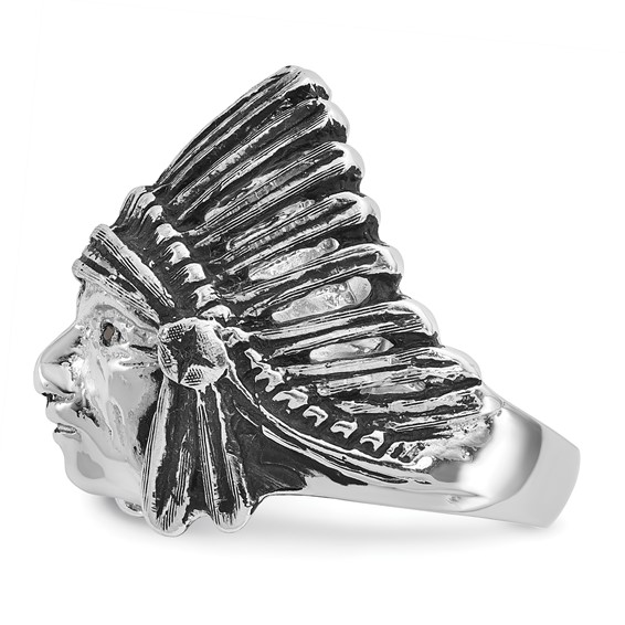IB Goodman 14k White Gold Mens Antiqued Black Diamond Native Headdress Complete Ring