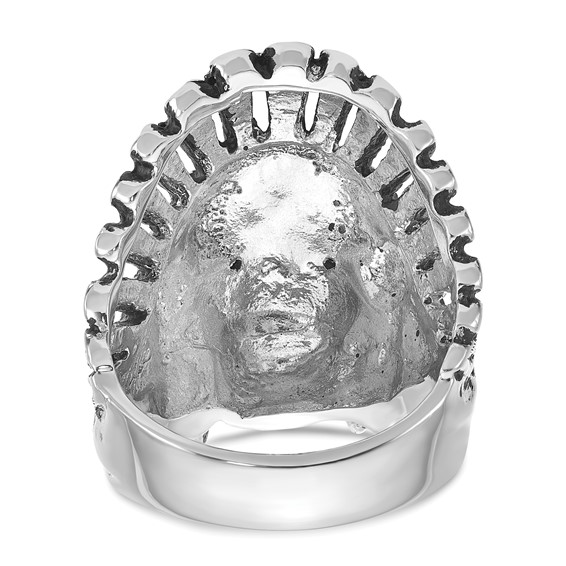 IB Goodman 14k White Gold Mens Antiqued Black Diamond Native Headdress Complete Ring