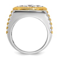 IBGoodman 14K Two-Tone 3 Carat Lab Grown Diamond VS SI+ G+ Complete Ribbed Men's Cluster Ring view 2
