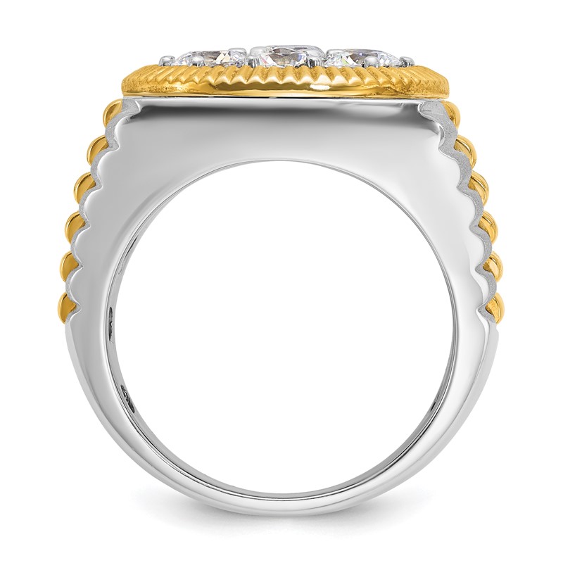 IBGoodman 14k Two-Tone 3 carat Lab Grown Diamond VS/SI+ G+ Complete Ribbed Men's Cluster Ring