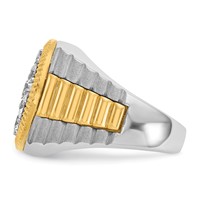 IBGoodman 14K Two-Tone 3 Carat Lab Grown Diamond VS SI+ G+ Complete Ribbed Men's Cluster Ring view 3