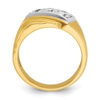 IBGoodman 14K Ring with White Rhodium 1 Carat Lab Grown Diamond VS SI+ G+ Complete Polished and Grooved Three Stone Men's view 2