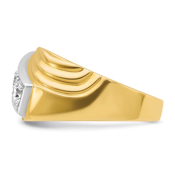 IBGoodman 14k with White Rhodium 1 carat Lab Grown Diamond VS/SI+ G+ Complete Polished and Grooved Three Stone Men's Ring