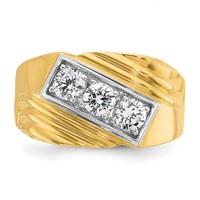 IBGoodman 14K Ring with White Rhodium 1 Carat Lab Grown Diamond VS SI+ G+ Complete Polished and Grooved Three Stone Men's view 4