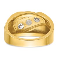 IBGoodman 14K Ring with White Rhodium 1 Carat Lab Grown Diamond VS SI+ G+ Complete Polished and Grooved Three Stone Men's view 5