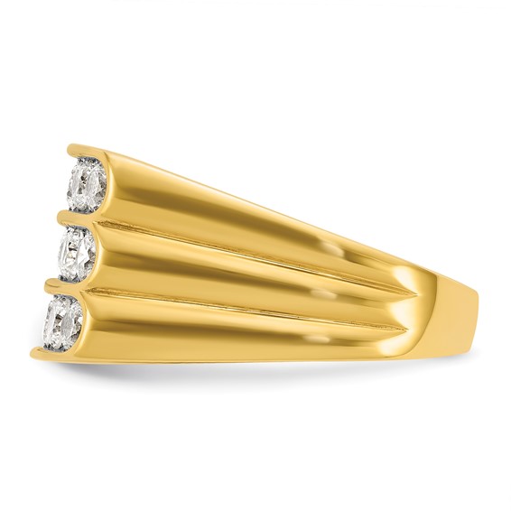 10k with White Rhodium 2 ct Lab Grown Diamond VS+ F+ 3 Row Men's Ring