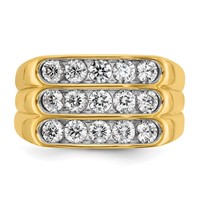 IBGoodman 14K Yellow Gold 1.62 Carat Lab Grown Diamond VS SI+ G+ Complete Three Row Men's Ring view 4