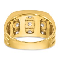 IBGoodman 14K Yellow Gold 1.62 Carat Lab Grown Diamond VS SI+ G+ Complete Three Row Men's Ring view 5
