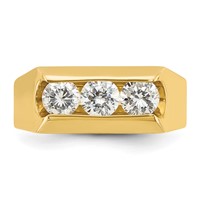 IBGoodman 14K Yellow Gold 1 Carat Lab Grown Diamond VS SI+ G+ Complete Three Stone Men's Ring view 4