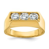 IBGoodman 14K Yellow Gold 1 Carat Lab Grown Diamond VS SI+ G+ Complete Three Stone Men's Ring view 1
