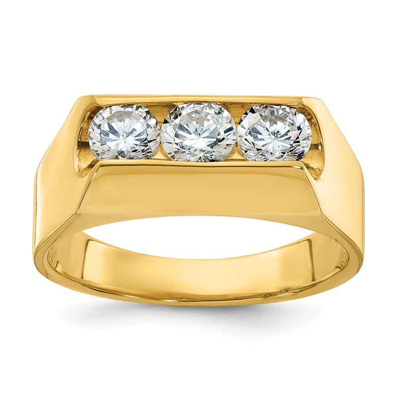 IBGoodman 14k 1 carat Lab Grown Diamond VS/SI+ G+ Complete Three Stone Men's Ring