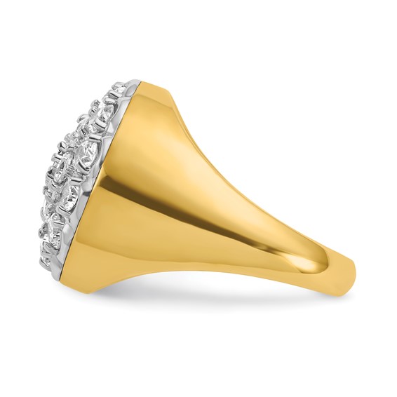 IBGoodman 14k Two-tone Men's Polished Round 3 1/4 Carat AA Quality Diamond Cluster Ring