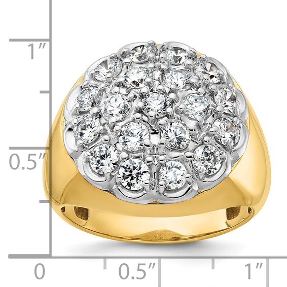 IBGoodman 14k Two-tone Men's Polished Round 3 1/4 Carat AA Quality Diamond Cluster Ring