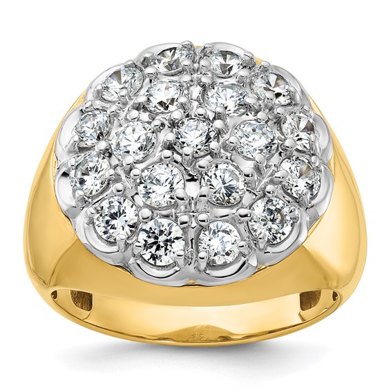 IBGoodman 14k Two-tone Men's Polished Round 3 1/4 Carat AA Quality Diamond Cluster Ring
